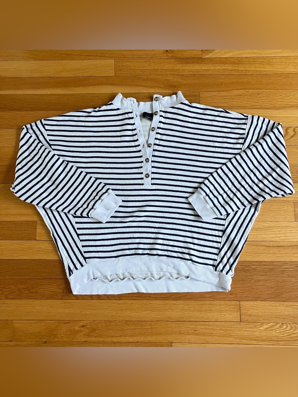 Hatch Navy Ivory Striped Dakota Nursing Maternity Sweatshirt Sz 3 Large - Picture 2 of 11